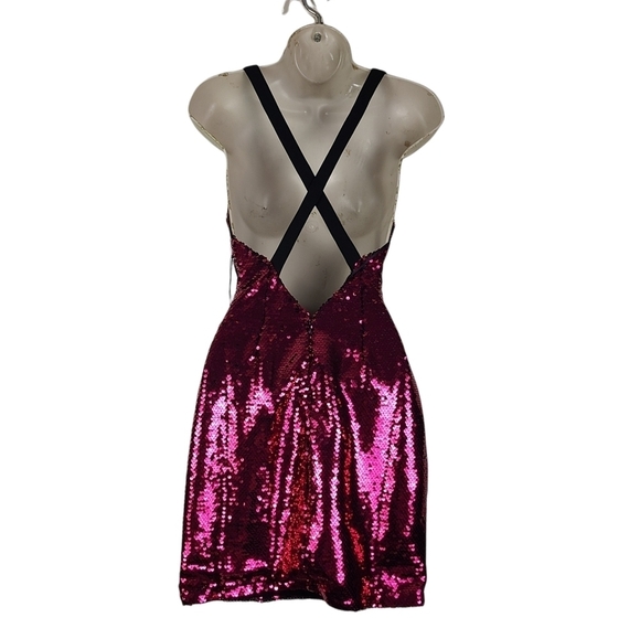 Nwt‎ About Us Travie Sequin Mini Dress Hot Pink XXS - Picture 4 of 8